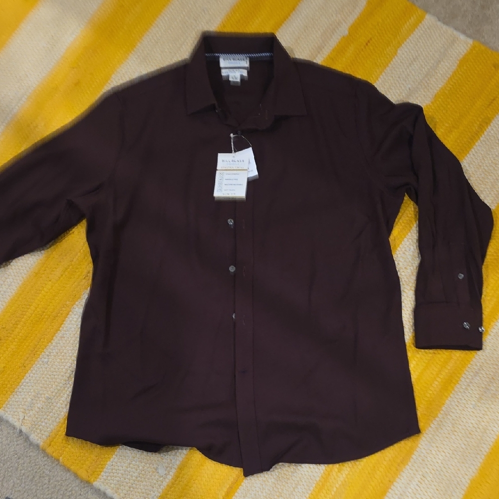 Bill Blass Men's Deep Burgundy Casual Button Down Shirt